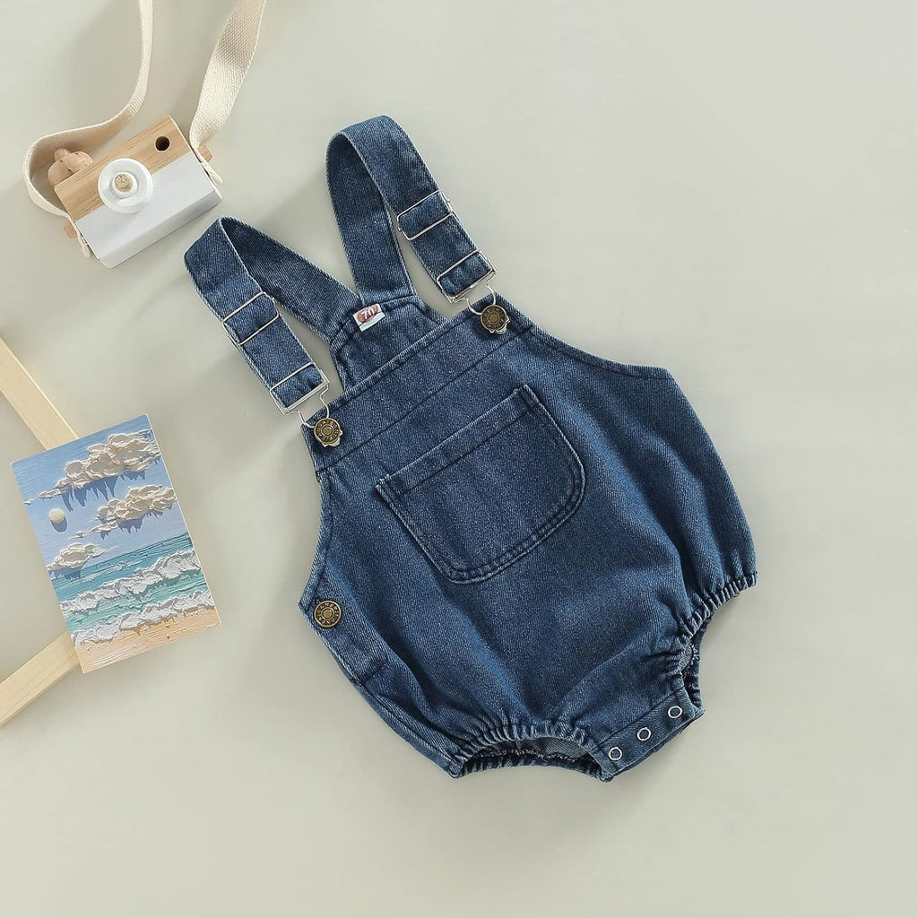 Infant Baby Boy Girl Denim Romper Sleeveless Jeans Overalls