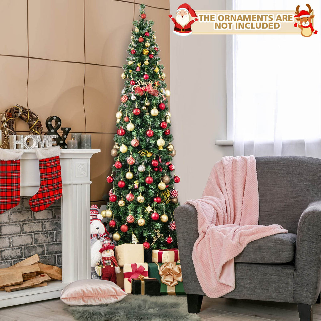 7 FT Pre-lit Half Christmas Tree with 150 Warm White LED Lights