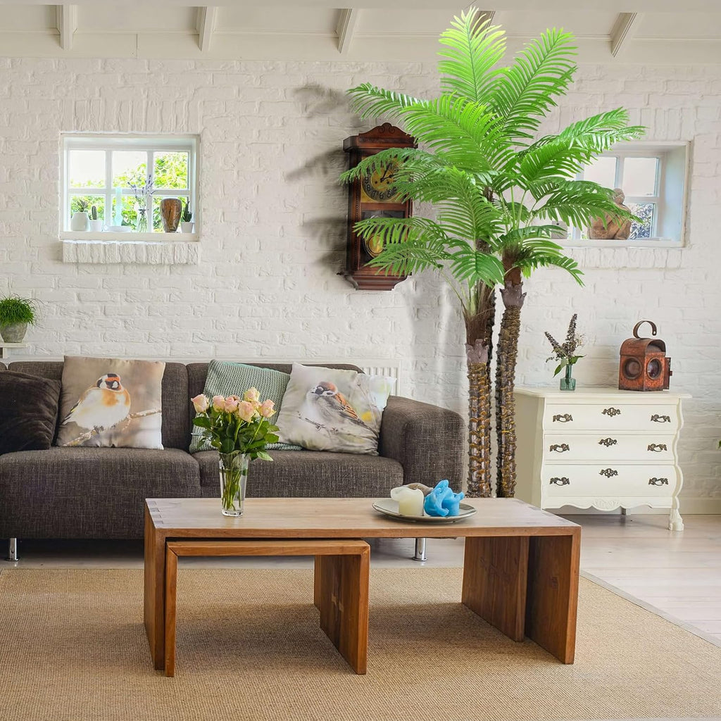 Artificial Phoenix Palm Tree,8FT Pre Potted Faux Greenery Plant, Outdoor Indoor Large Faux Coconut Silk Palm Plants