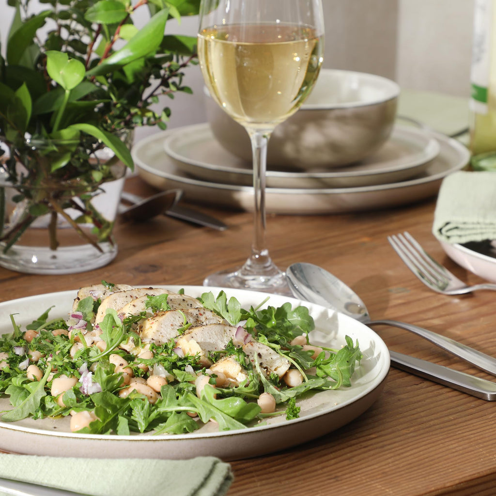 Island Bay 12-Piece New Bone China Dinnerware Set Service for 4, Reactive Glaze Plates and Bowls, Dishwasher