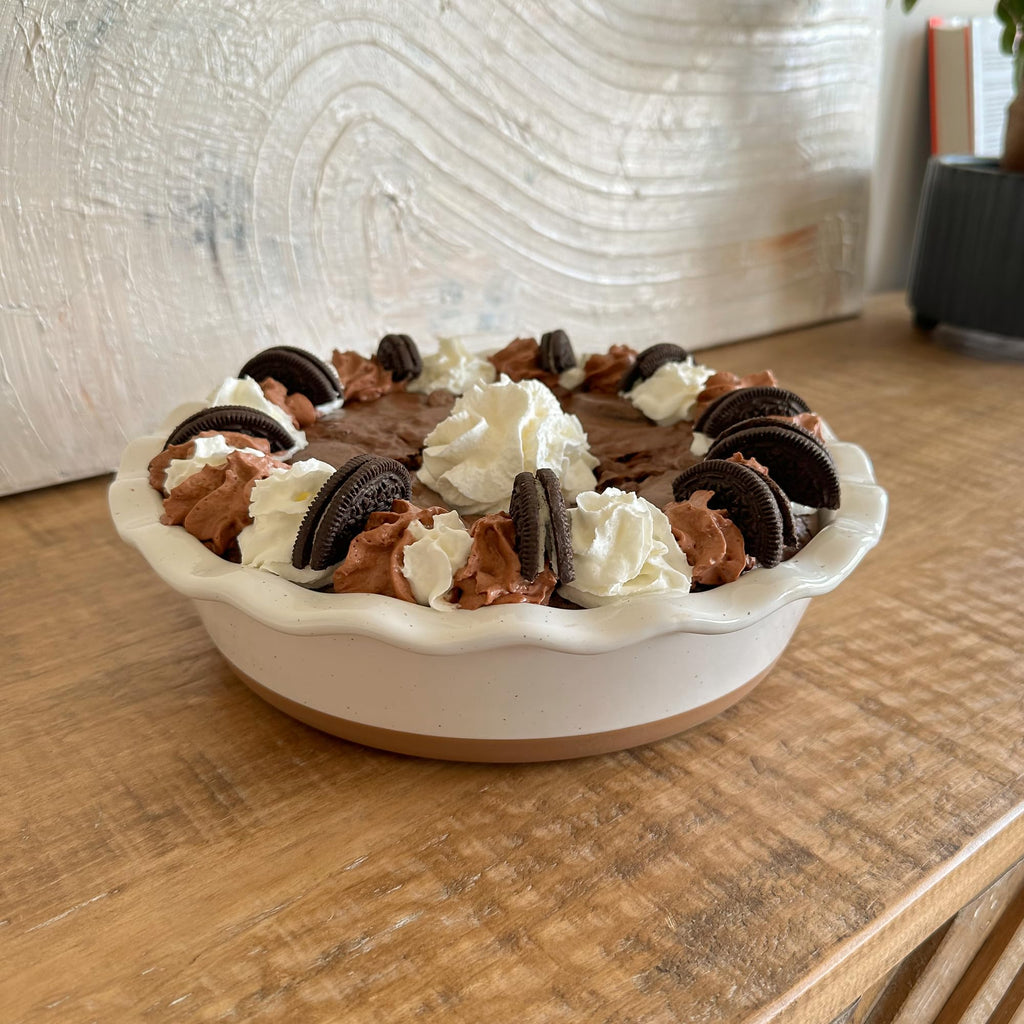 Ceramic Pie Pan for Baking - 9 inch - Deep and Fluted Pie Dish for Old Fashion Apple Pie, Quiche, Pot Pies, Tart, etc