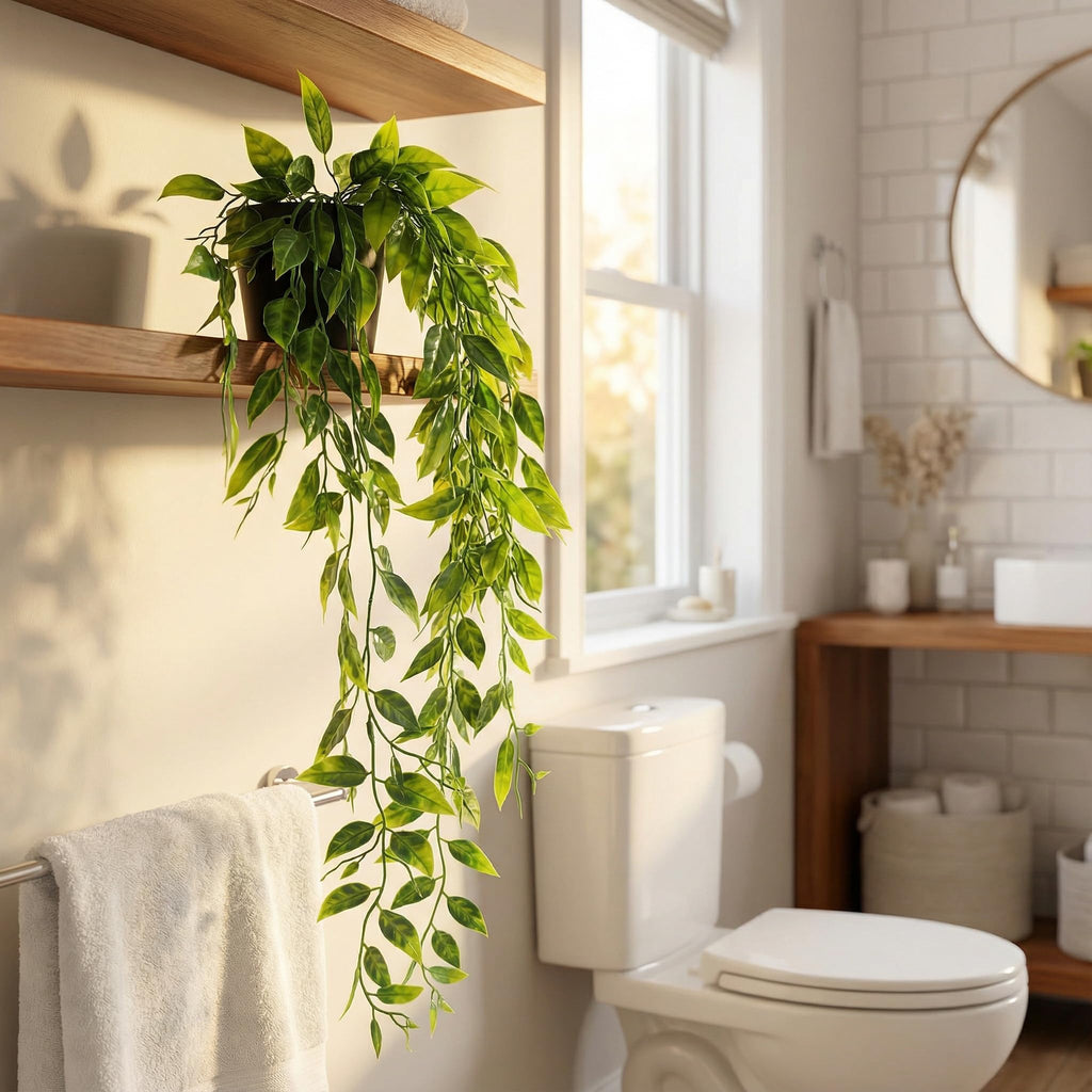 5 Pack Fake Plants - Artificial Hanging Plants & Small Potted Faux Eucalyptus Fern Ivy, UV Resistant