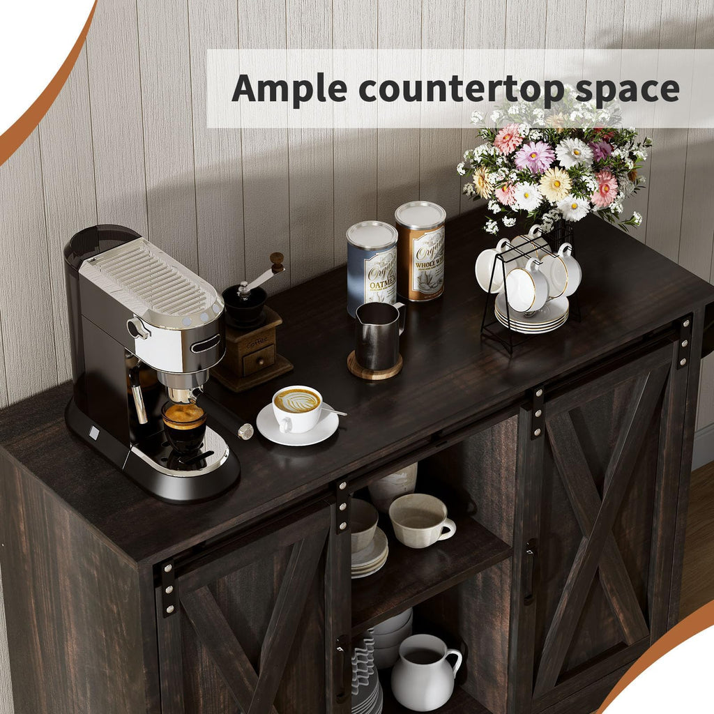 Farmhouse Coffee Bar, 42 Inch Coffee Bar Cabinet, Espresso