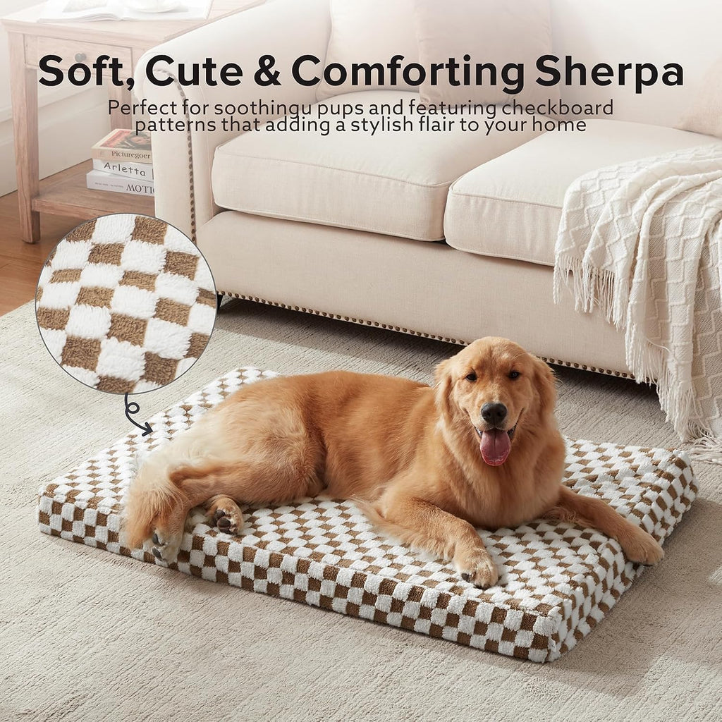 Dog Bed for Large Dogs, XLarge Orthopedic Dog Bed with Removable Washable Cover, Cute Modern Plush & Memory Egg Crate