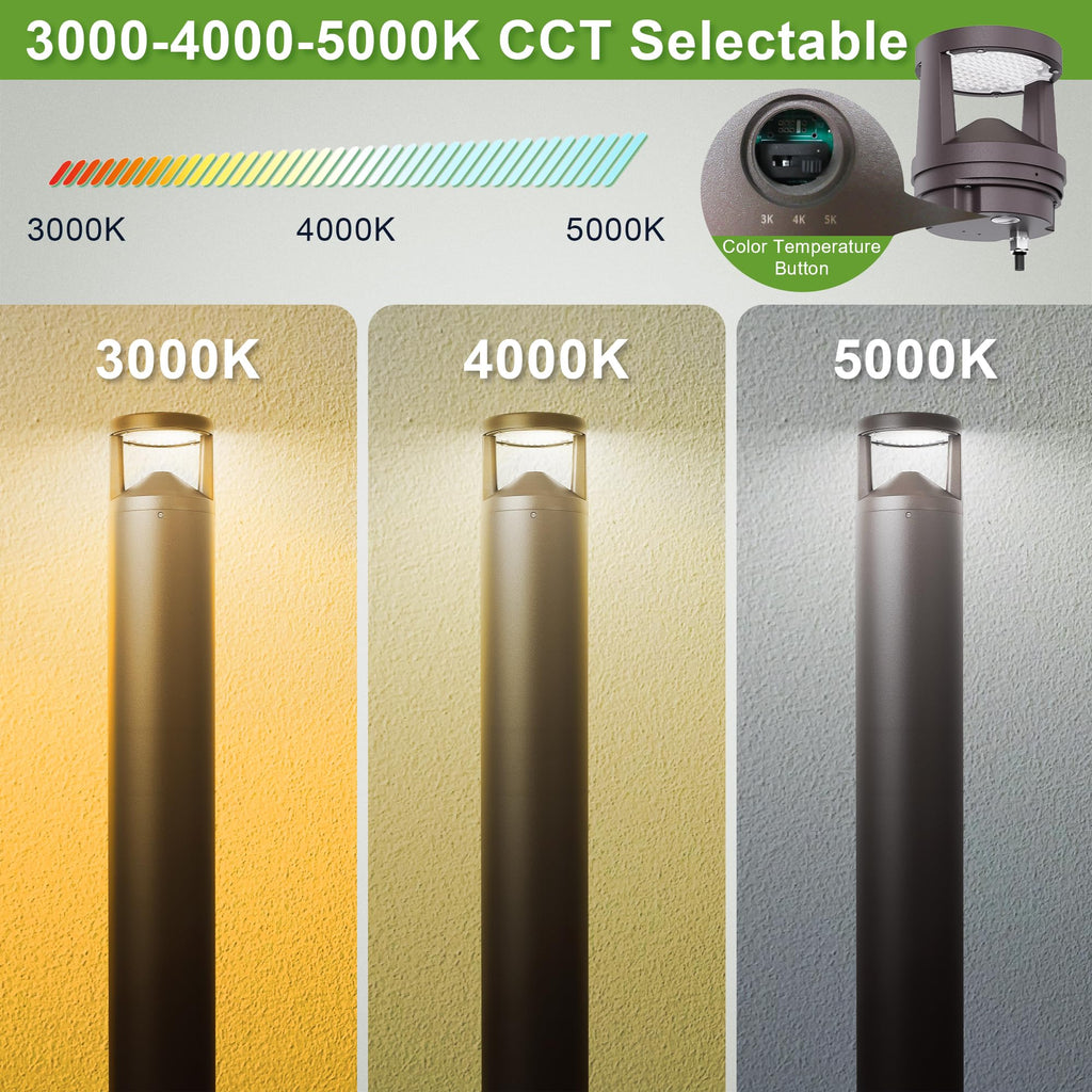 LED Bollard Landscape Light, 42-inch 24W, Bronze, 3CCT Selectable