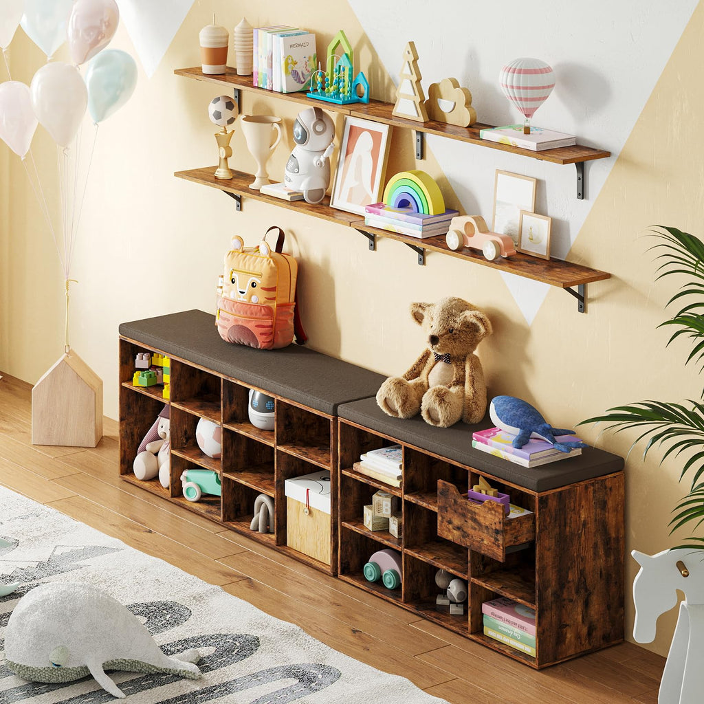 Long Wall Shelves, 47.3Inch Wooden Floating Shelves with Brackets