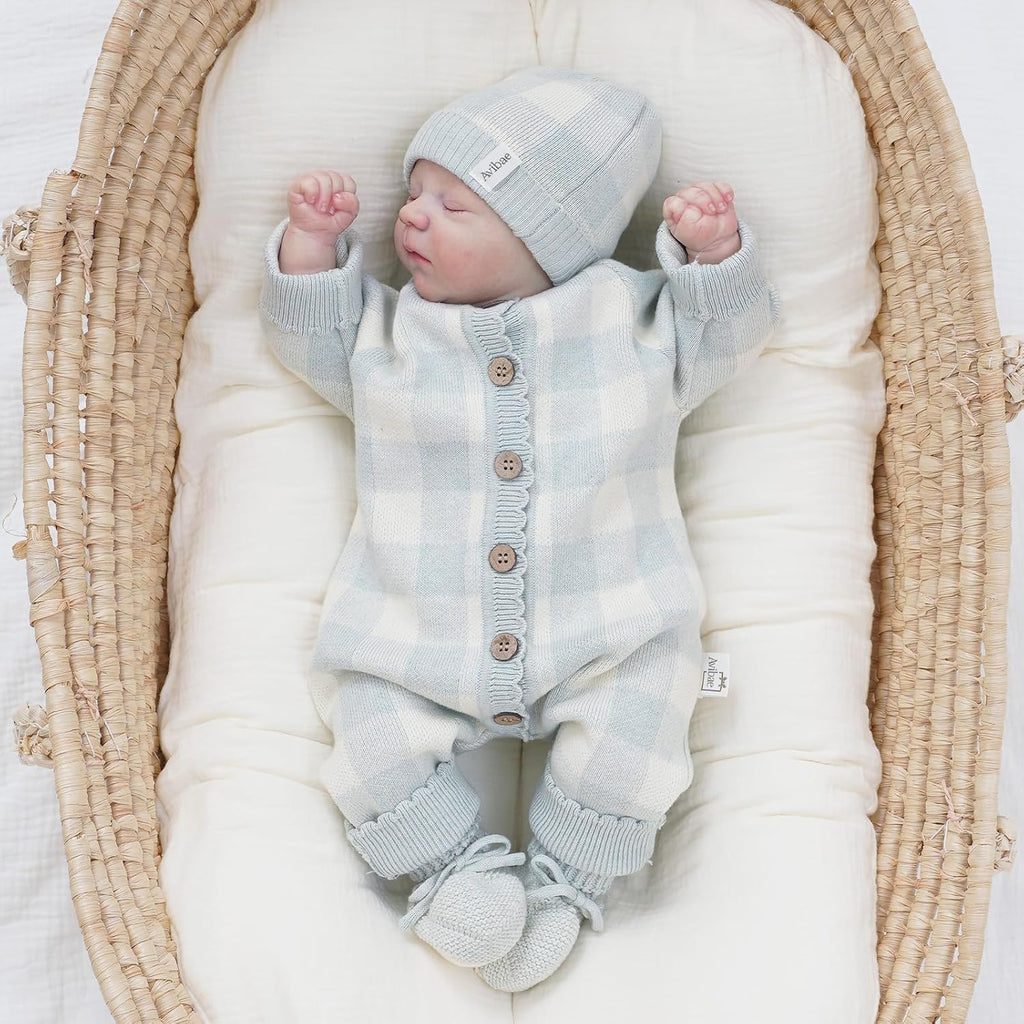 Piece Cotton Newborn Baby Set with Knit Outfit, Hat, Booties