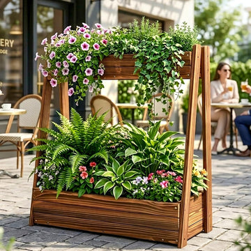 36" 2-Tier Fir Wood Elevated Raised Garden Bed | Outdoor Wood Planter Box for Vegetables Herbs Flowers, Tall Planter