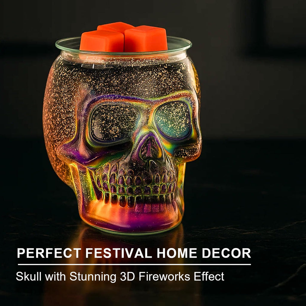 Wax Melt Warmer, Wax Warmer for Scented Wax with Light Bulb, Electric Skull Wax Burner, Halloween Fragrance Wax