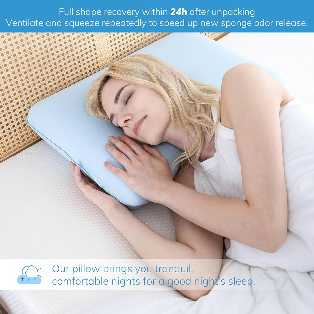 Cooling Gel Memory Foam Pillow, Reversible Design, Neck Support | For Side, Back & Stomach Sleepers, Removable