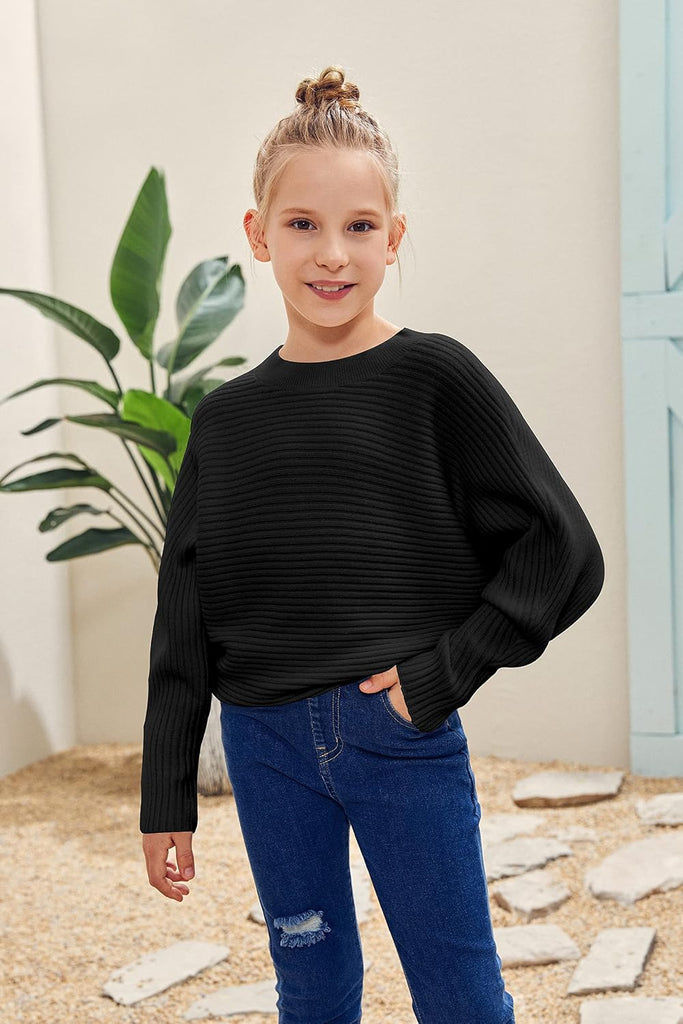 Girl's Oversized Turtleneck Fall Sweaters Kids Batwing Long Sleeve Slouchy Chunky Cute Pullover Jumper Shirts