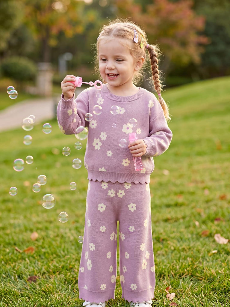 Toddler Girls Jacquard Sweater Set 2 Piece Outfit