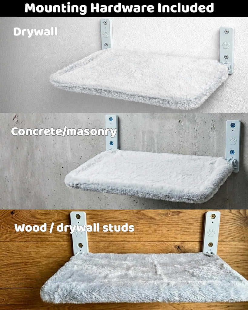 Cat Wall Bed, Foldable Cat Wall Hammock with Plush Washable Cover