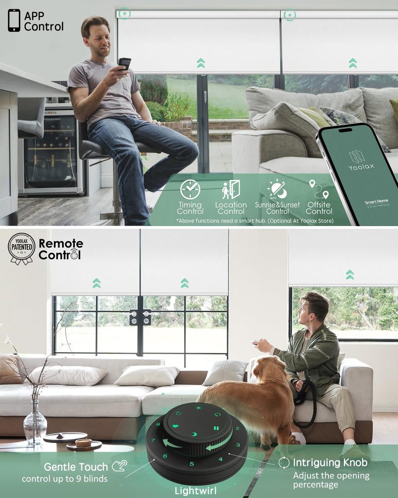 Motorized Blinds with Remote, 100% Blackout Smart Blinds Custom Size