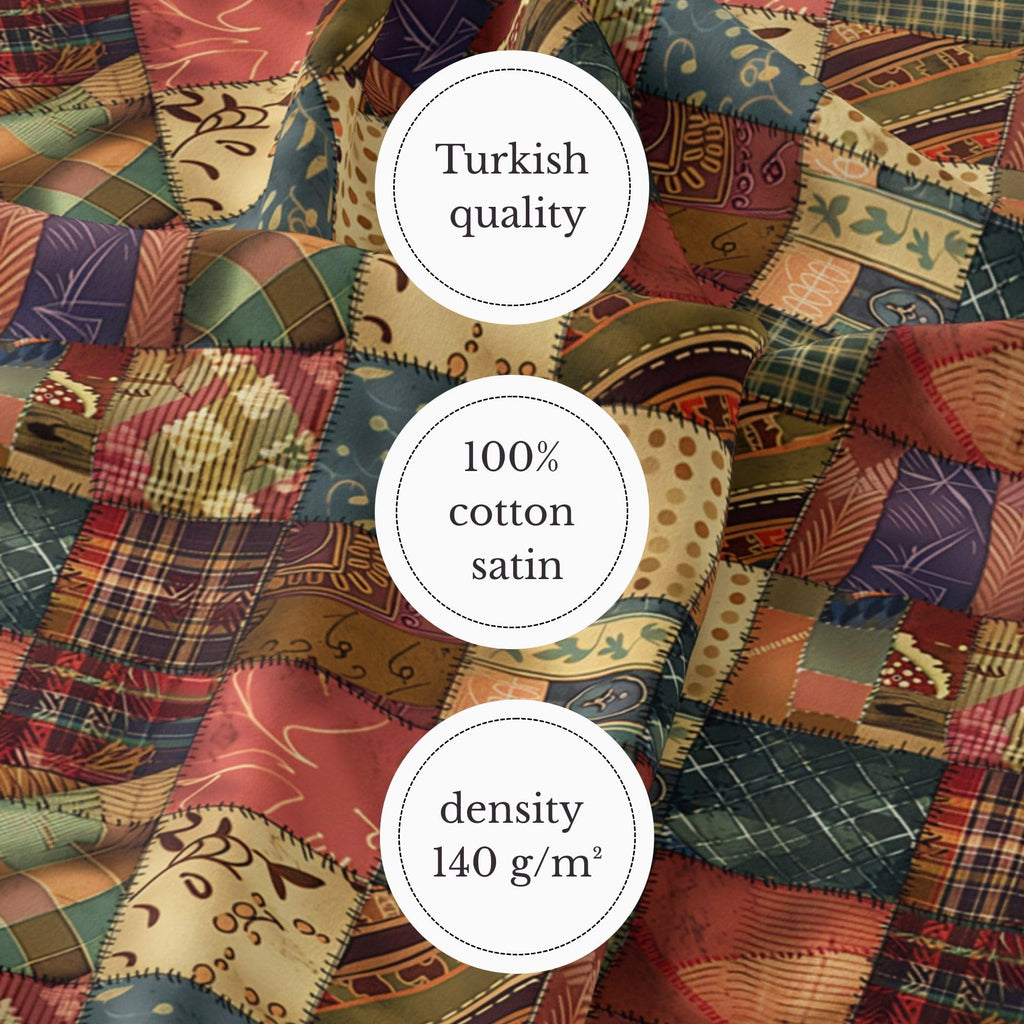 100% Cotton Fabric by the Yard - Turkish Quality Quilting & Sewing Fabric, 1 Yard x 1.69 Yards Wide, Patchwork Cotton