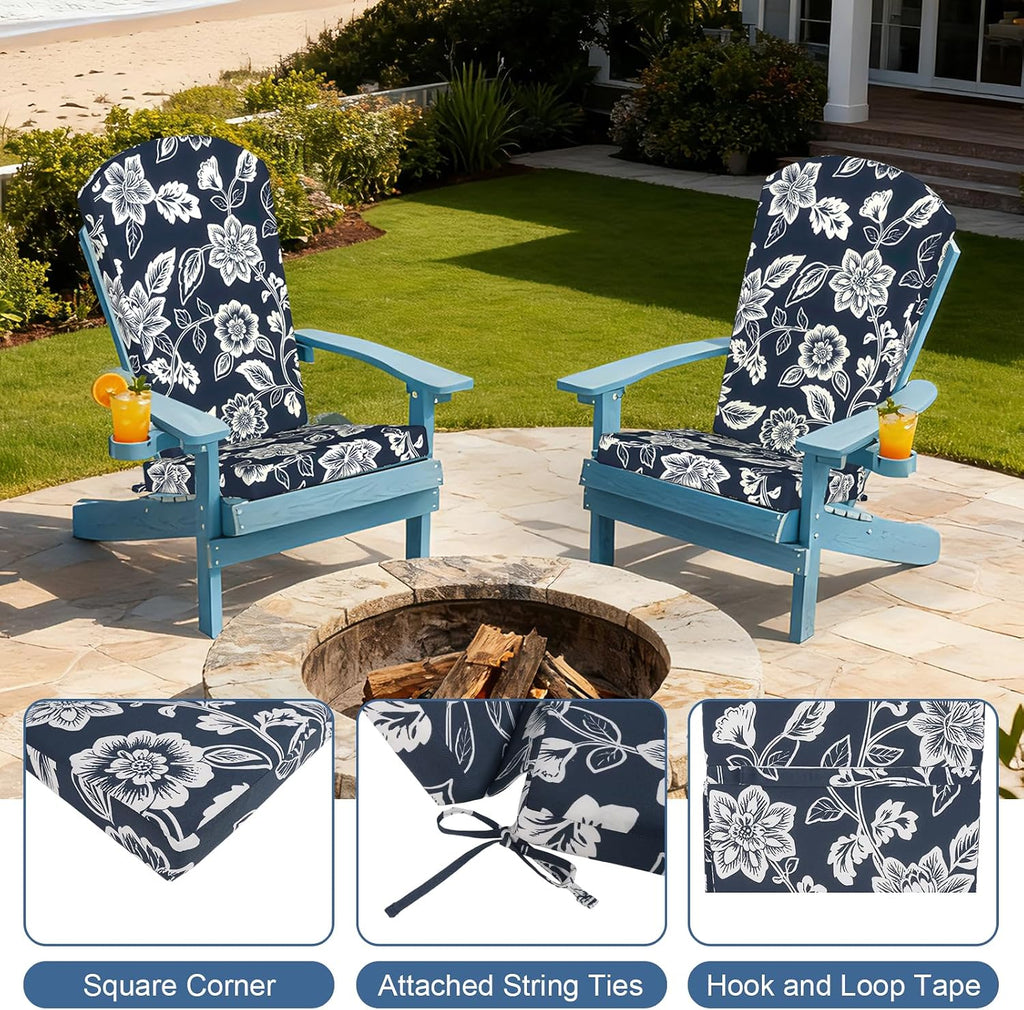 Adirondack Chair Cushions 48x20x2.5 Inch, Water Repellent, Fade Resistant, High Back Outdoor Rocking Chair Cushions