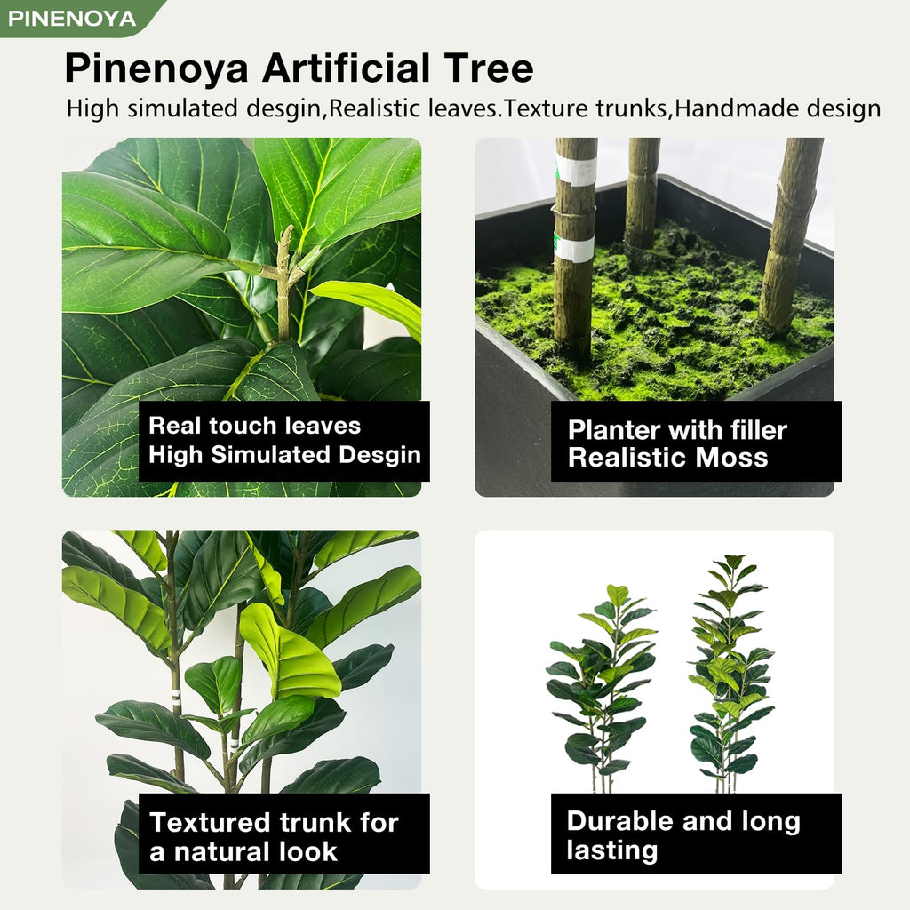 5FT Artificial Fiddle Fig Tree in Modern Black Planter