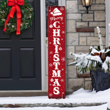 Merry Christmas Porch Sign 47'' Large Xmas Wooden Welcome Sign Front Door Hanging Welcome Sign Front Door Yard Party