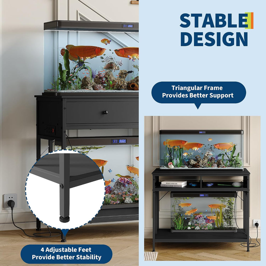 40-50 Gallon Fish Tank & Aquarium Stand with 2 Drawers, Power Hub