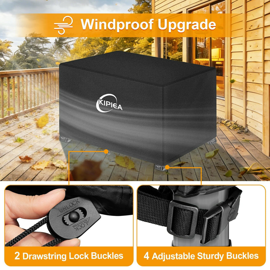 Rectangular Fire Pit Cover 42x24 inch - Upgraded 600D Heavy Duty, 100% Waterproof, UV & Tear Resistant, Propane Fire