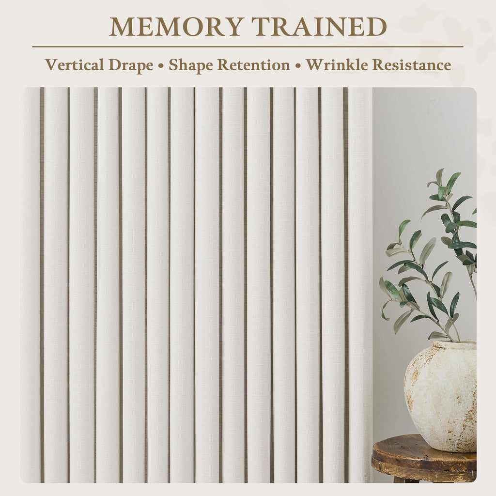 Ivory White Pinch Pleated Linen Curtains 60 Inch Wide 84 Inch Long 1 Panel