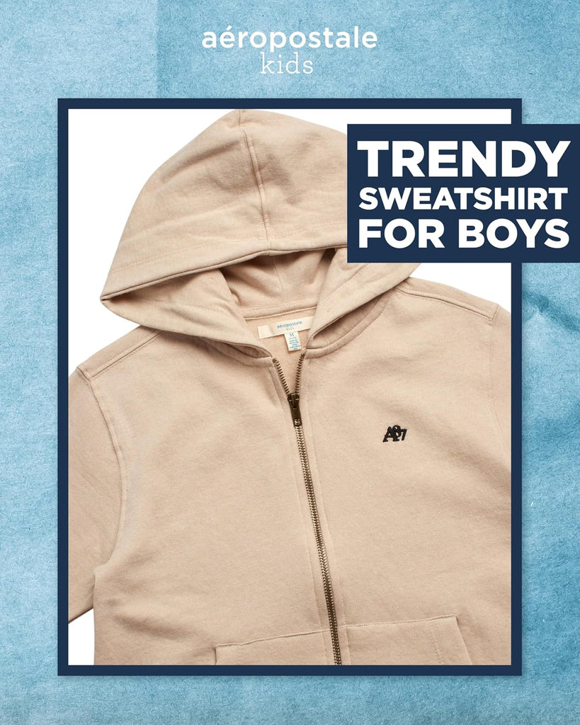 Boys Zip Up Fleece Hoodie, Full Zip with Kangaroo Pockets