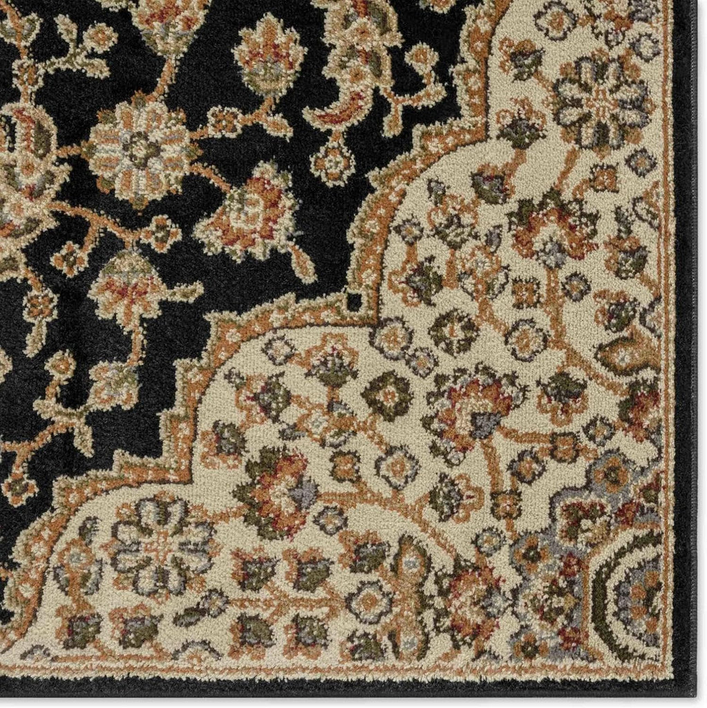 Dynamix Royalty Medallion Traditional Area Rug, Black/Ivory, 7'8"x10'4"