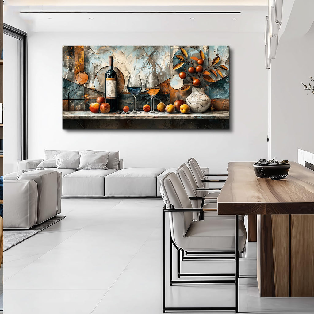 Large Wall Art, Wine Pictures Wall Decor, Dining Room Wall Art, Fruit Still Life Canvas Prints, Modern Kitchen Decor