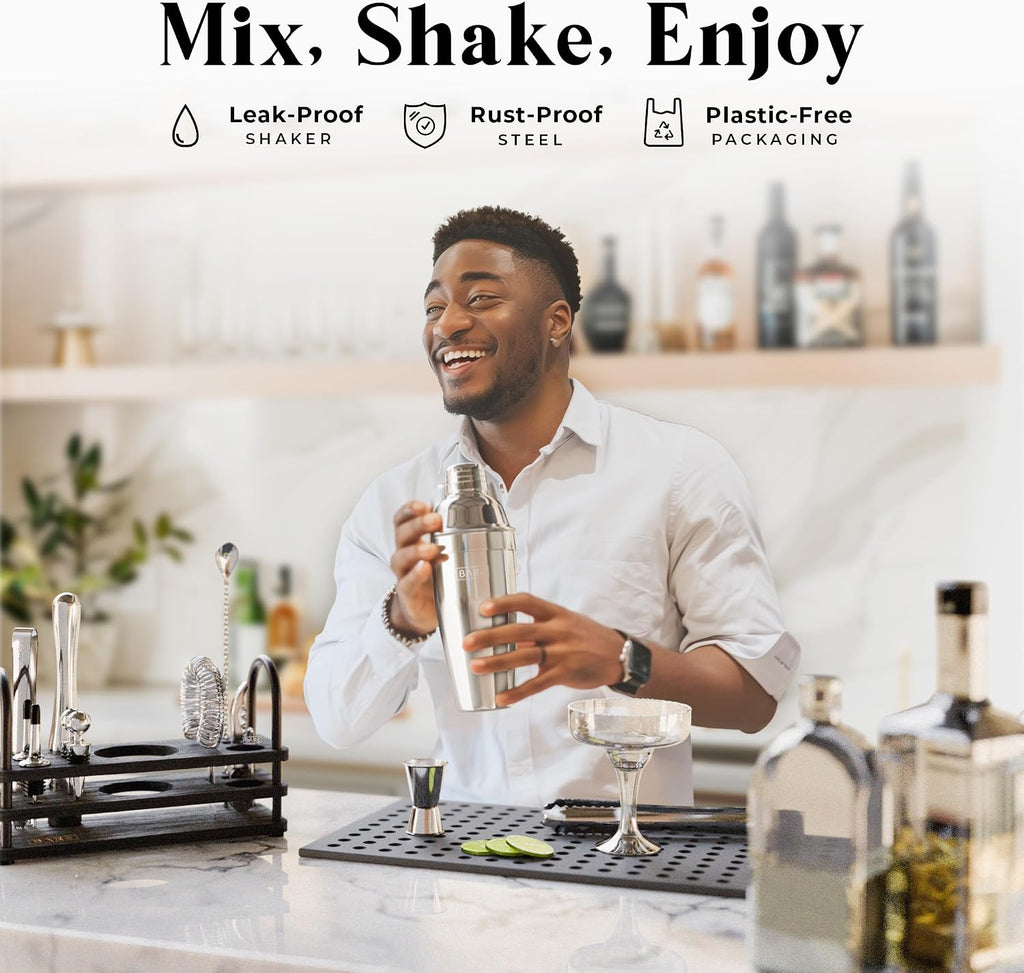 Mixology Bartender Kit Bar Set | 14-Piece Cocktail Shaker Set | Martini Barware Mixing Tools Bartending | 35 Recipe - Set of 14