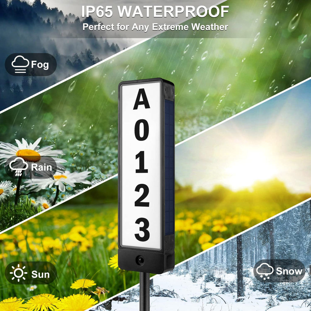 Solar Address Signs for Yard Vertical LED House Numbers for Outside