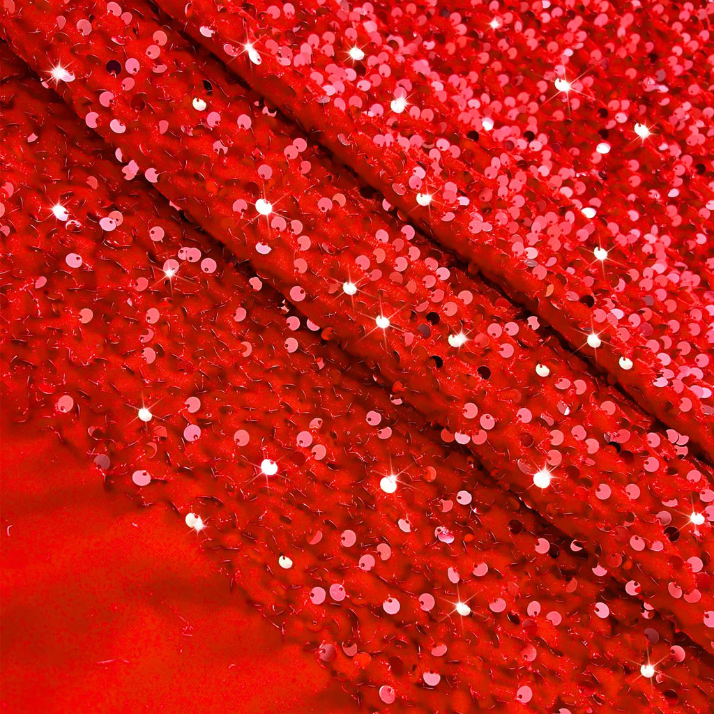 6 Yards Sequined Fabric by The Yard Red Sequins Velvet Fabric Glitter Stretch Fabric for Dress Sparkly Quilting