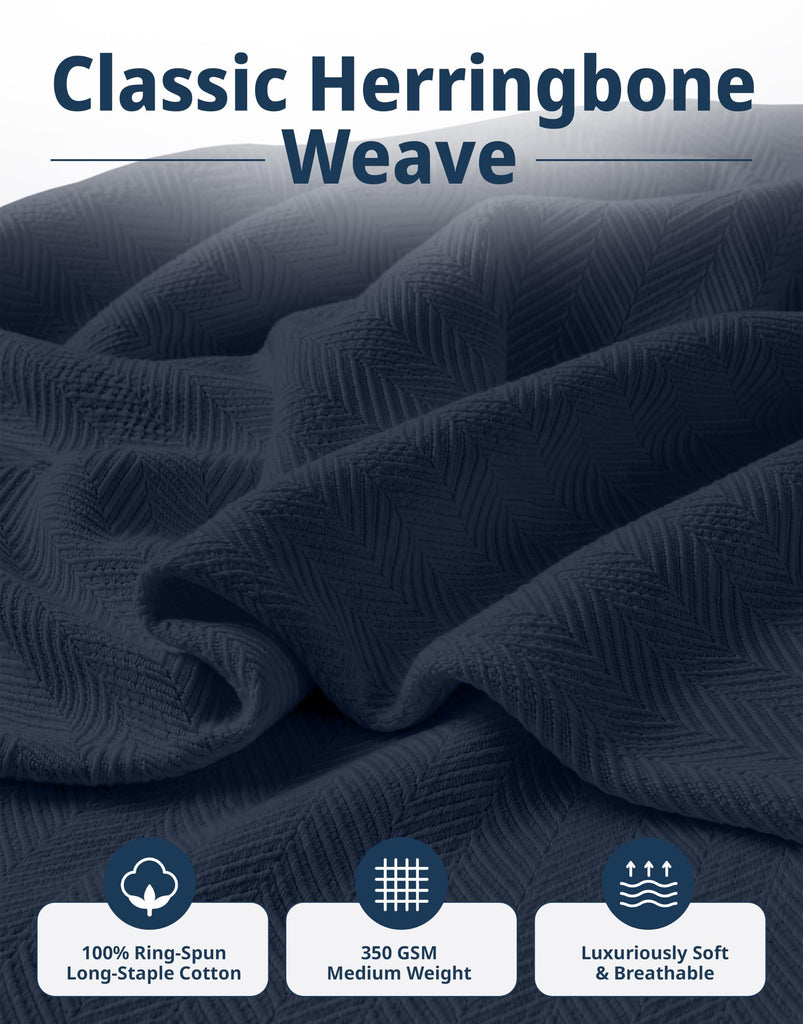 Soft Blanket, 350 GSM 100% Cotton Medium Weight
