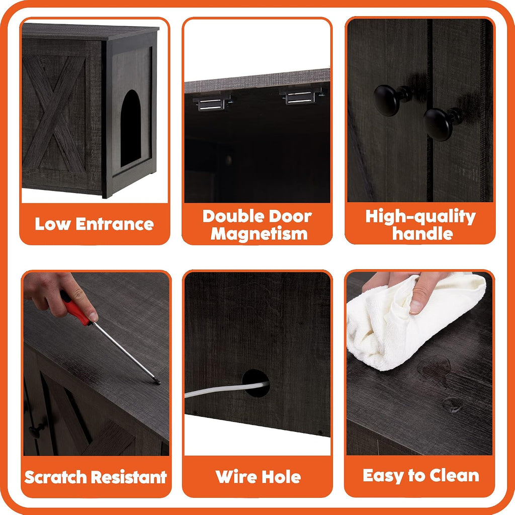 Cat Litter Box Enclosure, Hidden Litter Box Furniture, 27.6 Inches