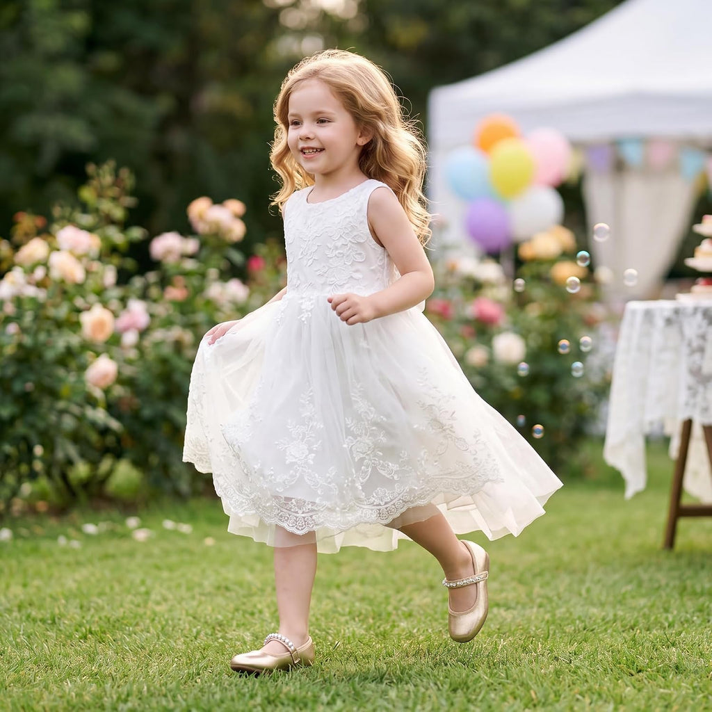 Girls Dress Shoes Beaded Mary Jane Flats for Flower Girl