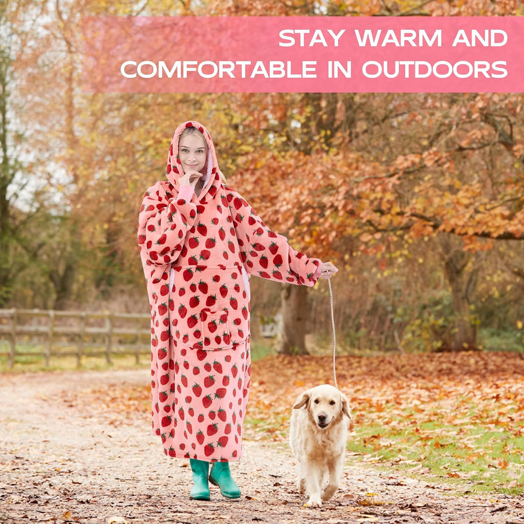 Wearable Blanket Hoodie, Oversized Sherpa Fleece Hooded Sweatshirt Blanket with Sleeves,Cozy and Giant Hoodie