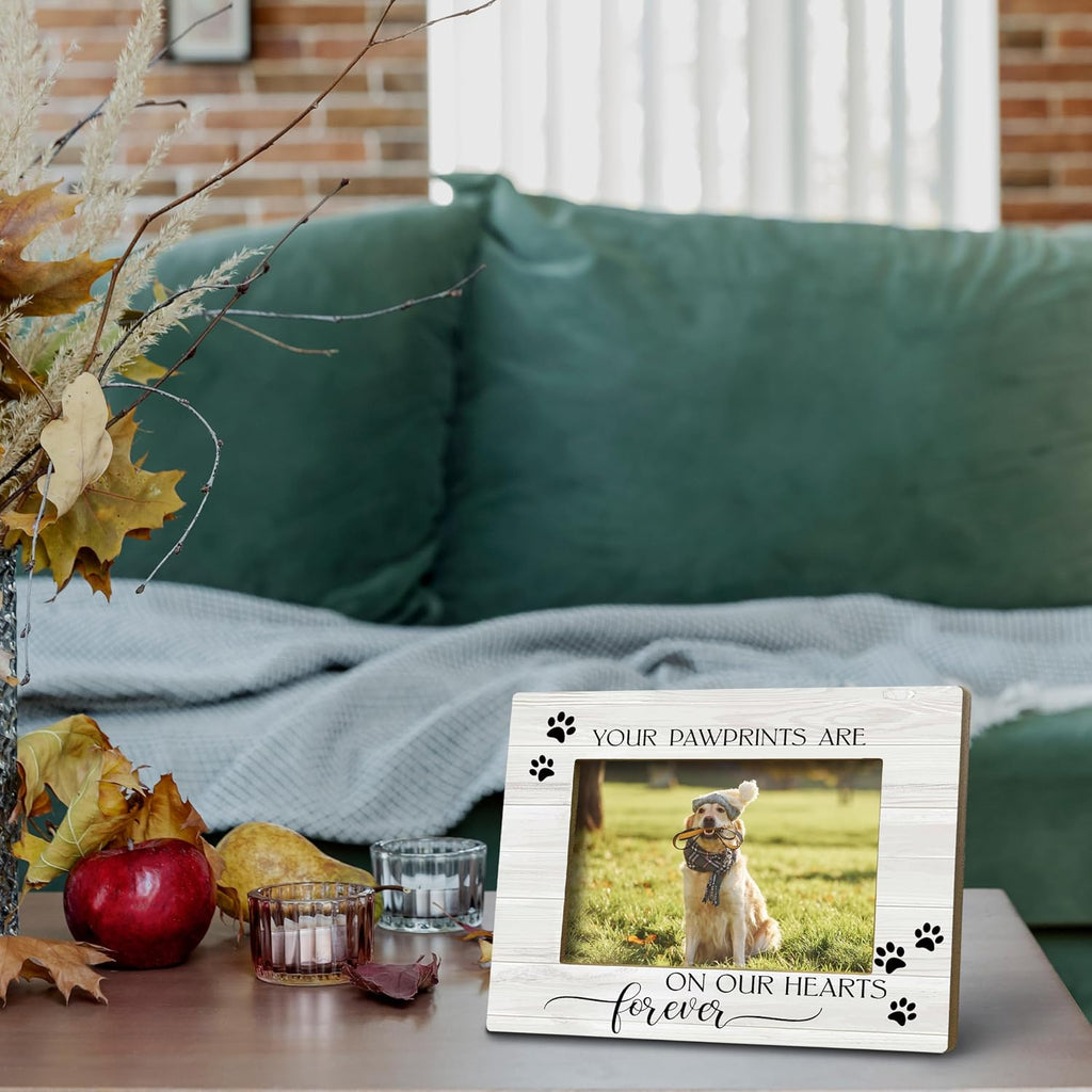 Your Pawprints are Forever in Our Heart Pet Memory Picture Photo Frame, Pet Dog Cat Memorial Picture Frames, Pet Loss