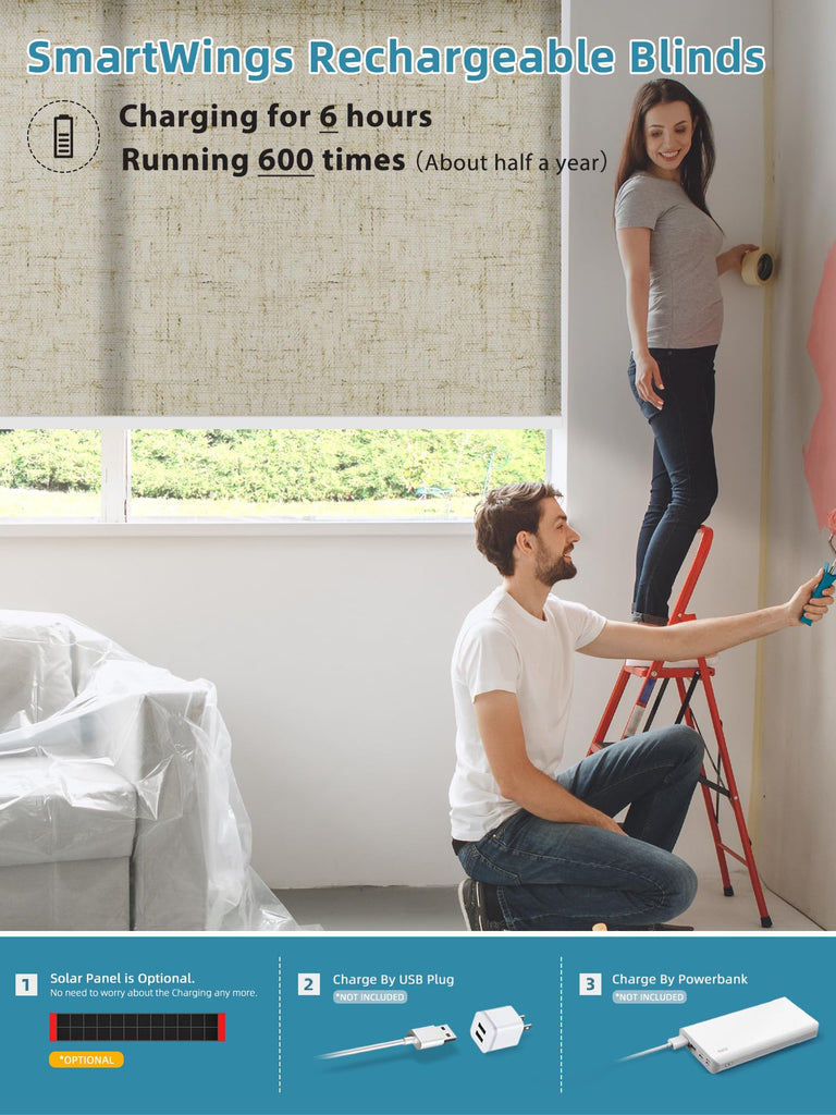 Motorized Smart Roller Shades, 70% Blackout Linen Sand