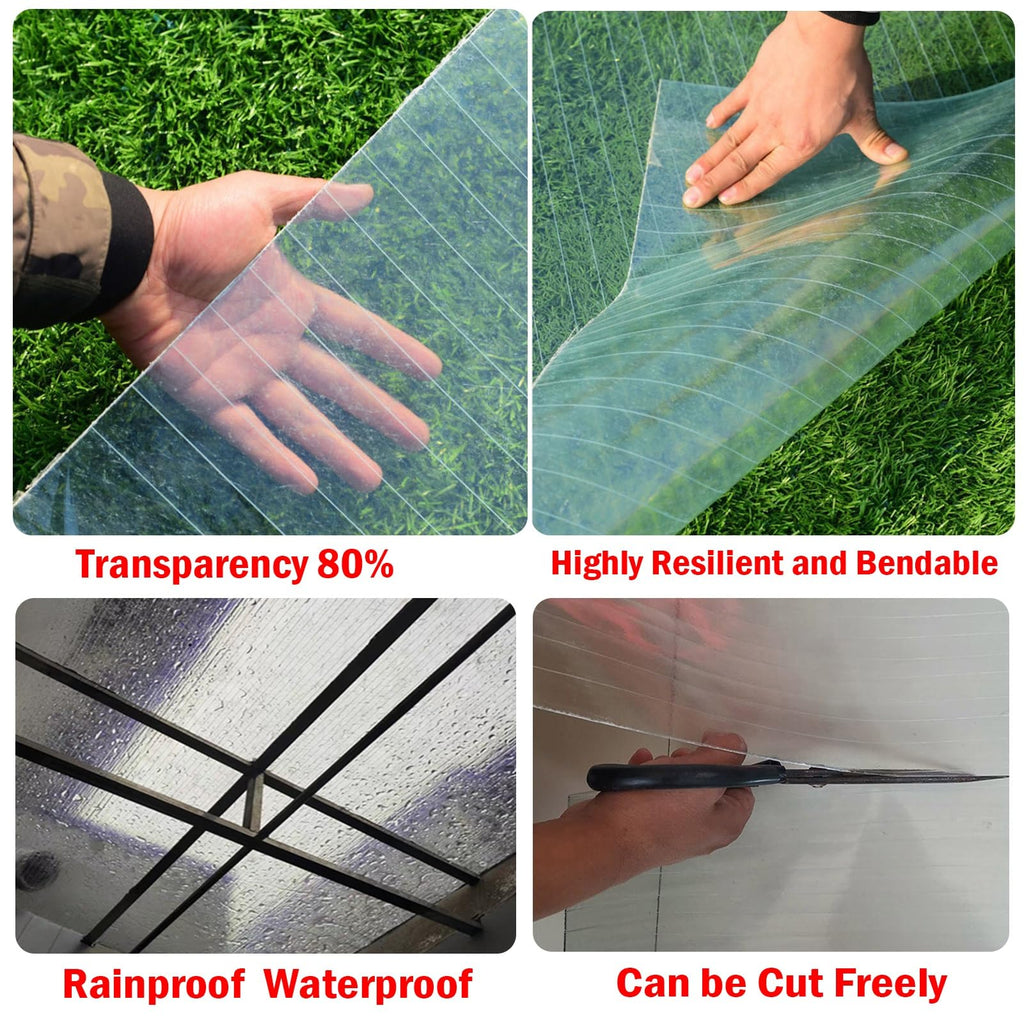 Polycarbonate Roofing Sheet Greenhouse Panels, Greenhouse Roof Covering UV Resistant Rainproof Plastic Roofing for