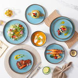 Plates and Bowls Sets, 18 Pieces Stoneware Dinnerware Sets for 6