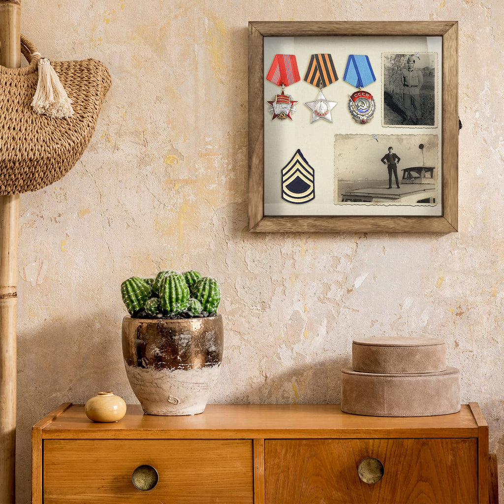 Shadow Box 12x12 Memory Display Case Wood Picture Frame Carbonized