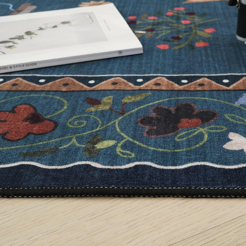 Runner Rug for Kitchen Non Slip 2'6''x8' Washable Rugs with Rubber Backing Soft Floral Animal Cat Ca