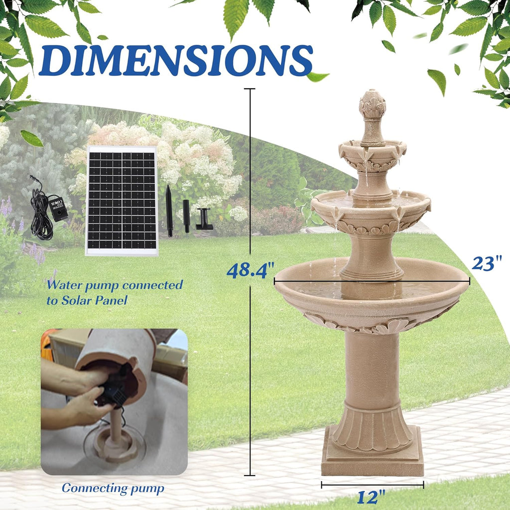 Italian Solar Water Fountains Outdoor Garden Decor