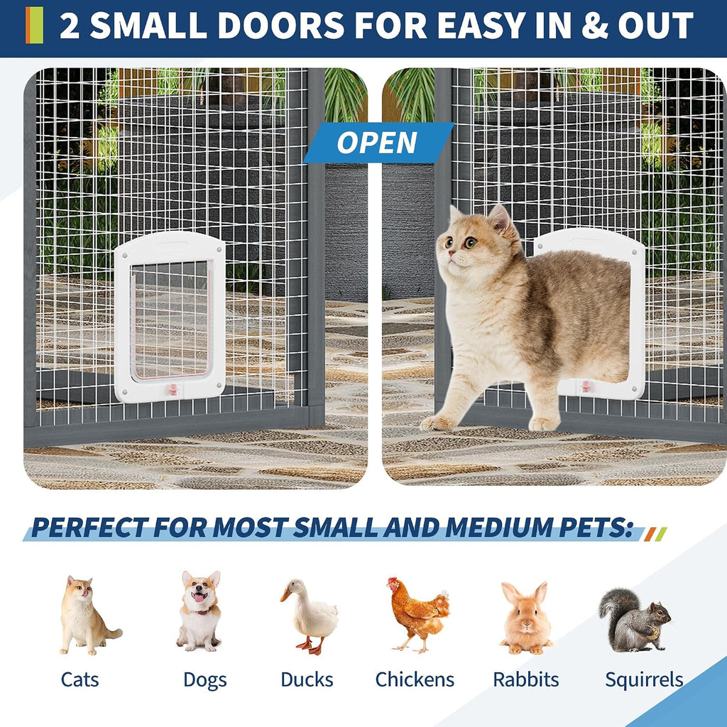 Extra Large Outdoor Catio Enclosure with UV-Proof Cover for Multiple Cats