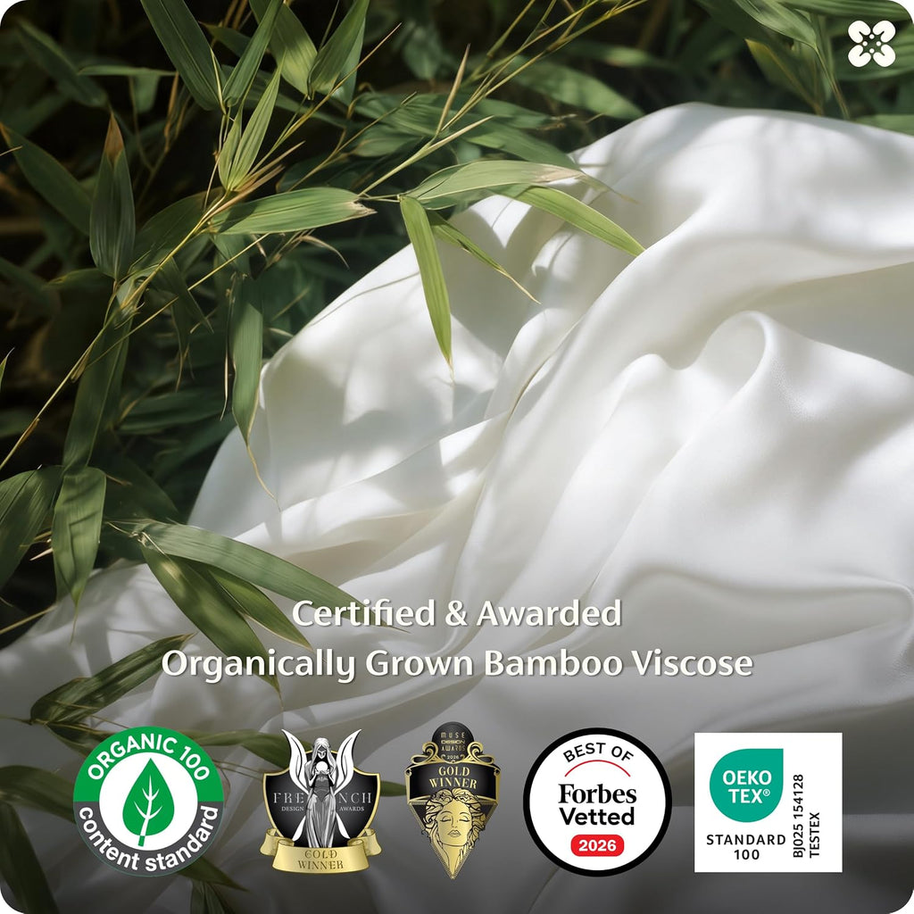 100% Organically Grown Bamboo Viscose Queen Sheet Set | Cooling Bedsheets for Hot Sleepers | Luxury Silky Soft