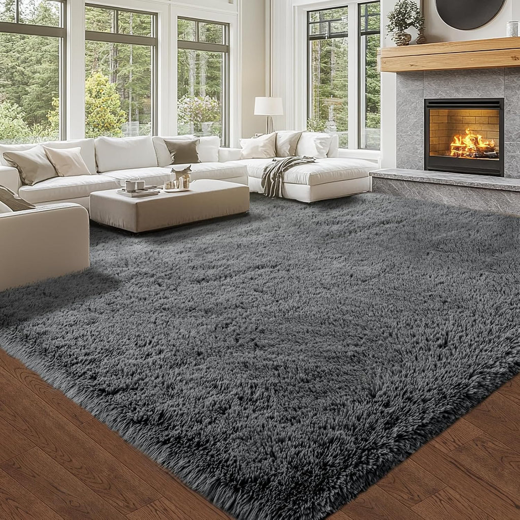 Fluffy 8x10 Area Rug Living Room: Shag Grey Area Rugs