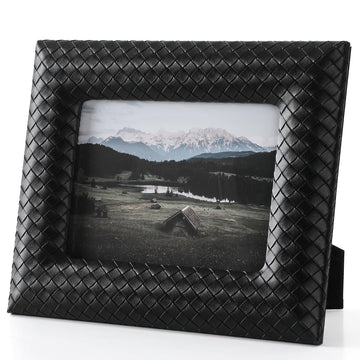 Black Leather Picture Frame 0rnament 5 * 7 Horizontal Vertical Formats for Wall Tabletop Home decor Modern Farmhouse