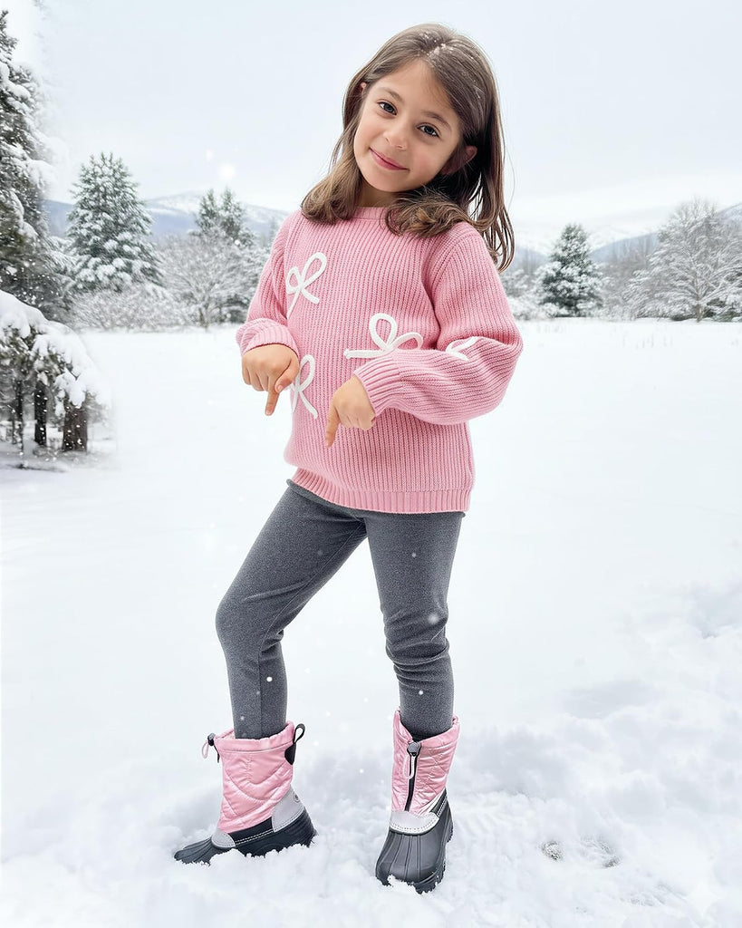 Girls Snow Boots with Zipper Kids Boys Winter Outdoor Boots
