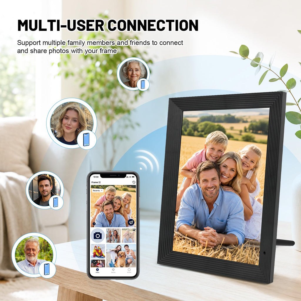 Digital Picture Frame, 10.1 Inch Touch Screen Smart Photo Frame
