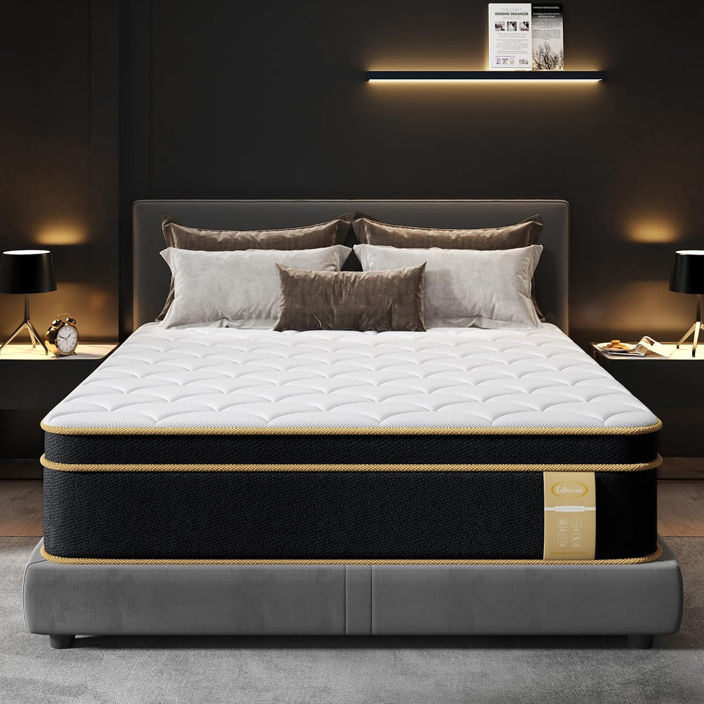 Luxury King Size Mattress 12 Inch, Hotel-Level Hybrid Mattress King Size Bed in a Box, Gel Memory Foam & 7-Zone
