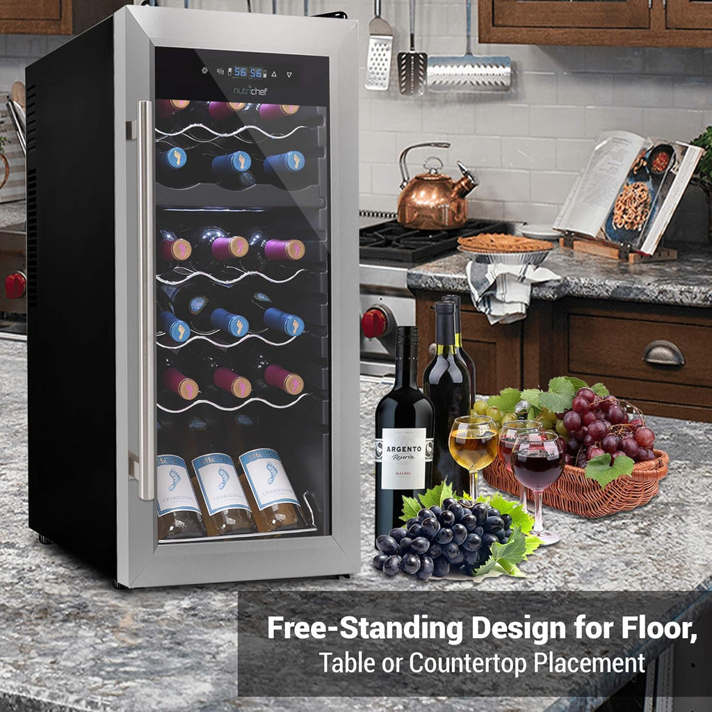 18 Bottle Wine Fridge | Dual Zone Wine Chiller | Adjustable Temperature 41°F to 